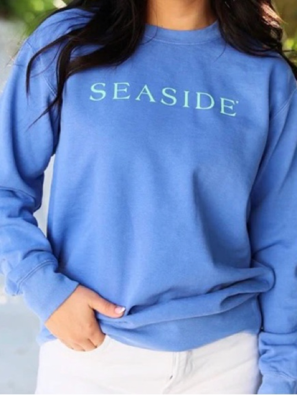 Seaside Women's Crewneck Sweatshirt - Periwinkle Blue